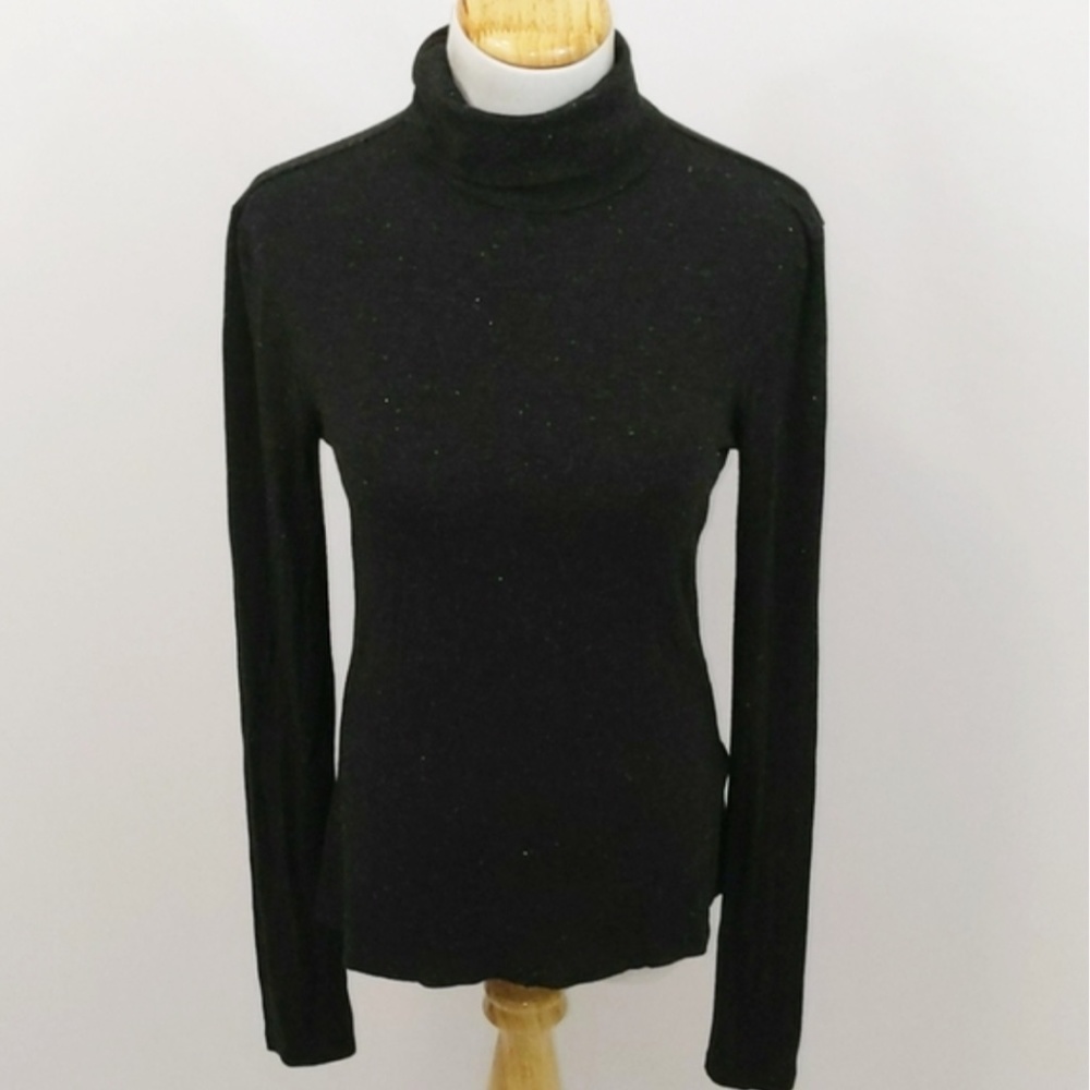 ALL SAINTS Esme Shimmer Long Sleeve Funnel Turtleneck Top Grey